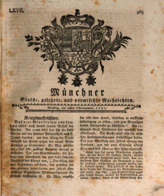 Münchner staats-, gelehrte, und vermischte Nachrichten (Süddeutsche Presse) Montag 29. April 1782