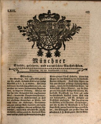 Münchner staats-, gelehrte, und vermischte Nachrichten (Süddeutsche Presse) Donnerstag 2. Mai 1782