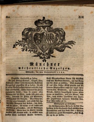 Münchner staats-, gelehrte, und vermischte Nachrichten (Süddeutsche Presse) Mittwoch 8. Mai 1782