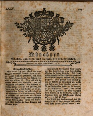 Münchner staats-, gelehrte, und vermischte Nachrichten (Süddeutsche Presse) Montag 13. Mai 1782