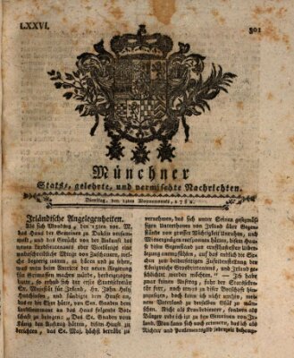 Münchner staats-, gelehrte, und vermischte Nachrichten (Süddeutsche Presse) Dienstag 14. Mai 1782