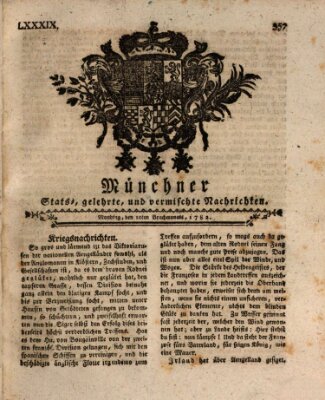 Münchner staats-, gelehrte, und vermischte Nachrichten (Süddeutsche Presse) Montag 10. Juni 1782