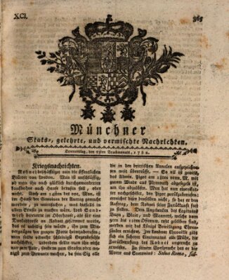 Münchner staats-, gelehrte, und vermischte Nachrichten (Süddeutsche Presse) Donnerstag 13. Juni 1782