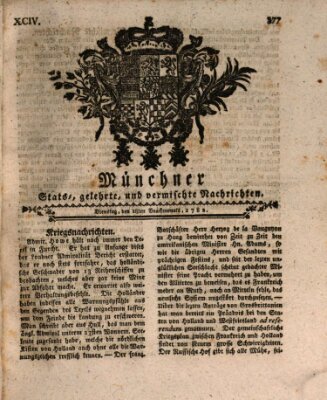 Münchner staats-, gelehrte, und vermischte Nachrichten (Süddeutsche Presse) Dienstag 18. Juni 1782