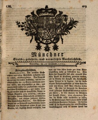 Münchner staats-, gelehrte, und vermischte Nachrichten (Süddeutsche Presse) Donnerstag 4. Juli 1782