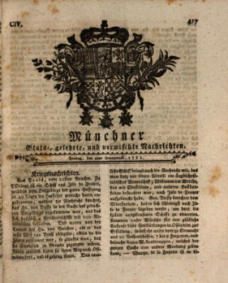 Münchner staats-, gelehrte, und vermischte Nachrichten (Süddeutsche Presse) Freitag 5. Juli 1782