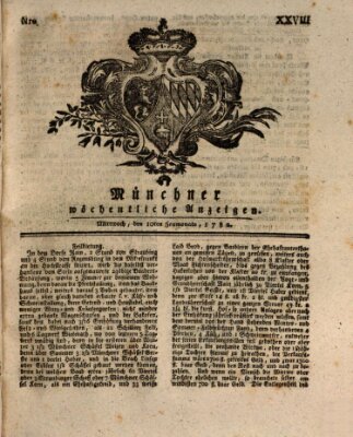 Münchner staats-, gelehrte, und vermischte Nachrichten (Süddeutsche Presse) Mittwoch 10. Juli 1782