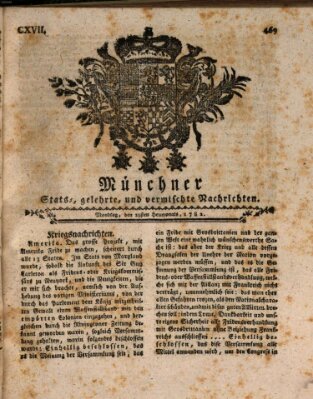 Münchner staats-, gelehrte, und vermischte Nachrichten (Süddeutsche Presse) Montag 29. Juli 1782