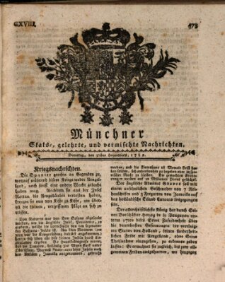 Münchner staats-, gelehrte, und vermischte Nachrichten (Süddeutsche Presse) Dienstag 30. Juli 1782