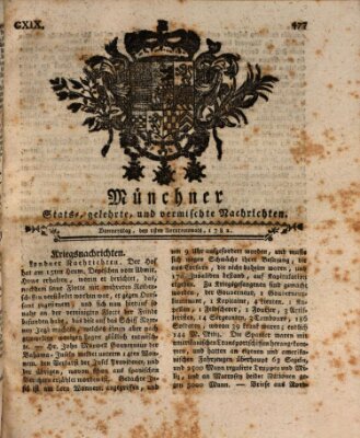 Münchner staats-, gelehrte, und vermischte Nachrichten (Süddeutsche Presse) Donnerstag 1. August 1782