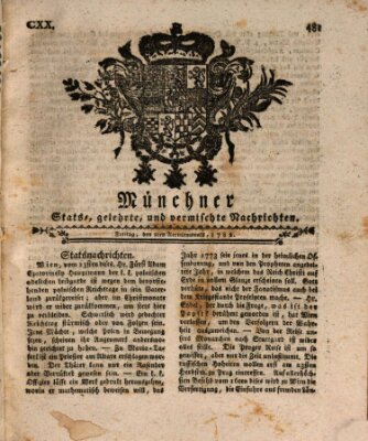 Münchner staats-, gelehrte, und vermischte Nachrichten (Süddeutsche Presse) Freitag 2. August 1782