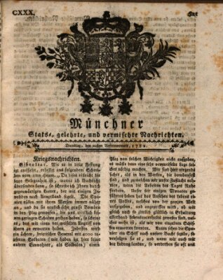 Münchner staats-, gelehrte, und vermischte Nachrichten (Süddeutsche Presse) Dienstag 20. August 1782