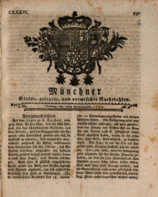 Münchner staats-, gelehrte, und vermischte Nachrichten (Süddeutsche Presse) Dienstag 27. August 1782