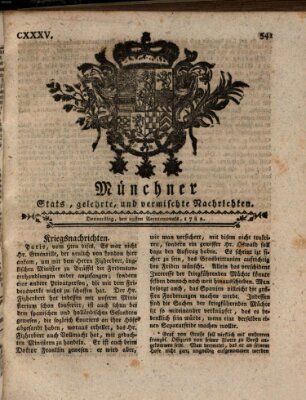 Münchner staats-, gelehrte, und vermischte Nachrichten (Süddeutsche Presse) Donnerstag 29. August 1782