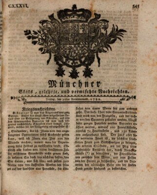 Münchner staats-, gelehrte, und vermischte Nachrichten (Süddeutsche Presse) Freitag 30. August 1782