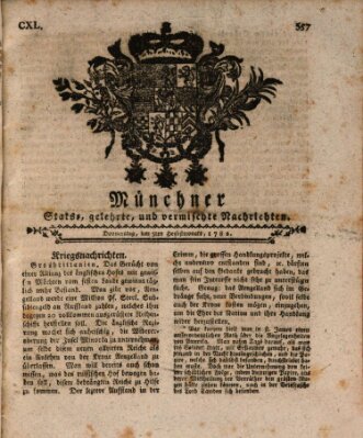 Münchner staats-, gelehrte, und vermischte Nachrichten (Süddeutsche Presse) Donnerstag 5. September 1782