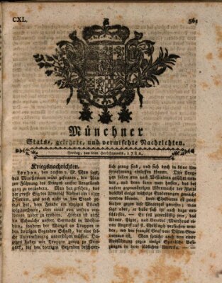 Münchner staats-, gelehrte, und vermischte Nachrichten (Süddeutsche Presse) Freitag 6. September 1782