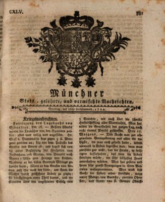 Münchner staats-, gelehrte, und vermischte Nachrichten (Süddeutsche Presse) Montag 16. September 1782