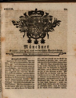 Münchner staats-, gelehrte, und vermischte Nachrichten (Süddeutsche Presse) Freitag 20. September 1782