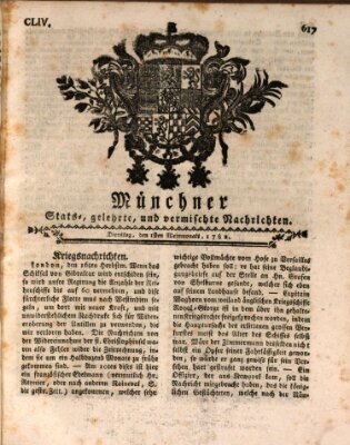 Münchner staats-, gelehrte, und vermischte Nachrichten (Süddeutsche Presse) Dienstag 1. Oktober 1782