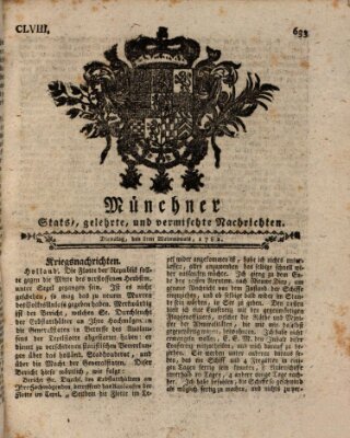 Münchner staats-, gelehrte, und vermischte Nachrichten (Süddeutsche Presse) Dienstag 8. Oktober 1782