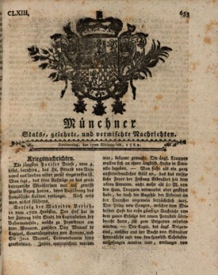 Münchner staats-, gelehrte, und vermischte Nachrichten (Süddeutsche Presse) Donnerstag 17. Oktober 1782