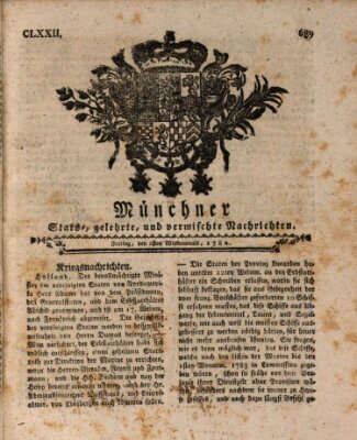 Münchner staats-, gelehrte, und vermischte Nachrichten (Süddeutsche Presse) Freitag 1. November 1782