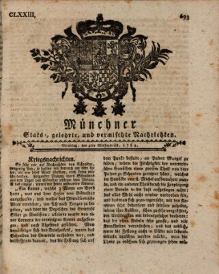 Münchner staats-, gelehrte, und vermischte Nachrichten (Süddeutsche Presse) Montag 4. November 1782