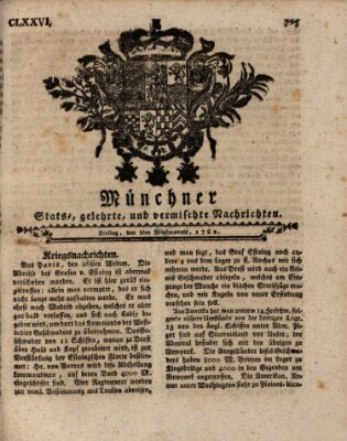 Münchner staats-, gelehrte, und vermischte Nachrichten (Süddeutsche Presse) Freitag 8. November 1782