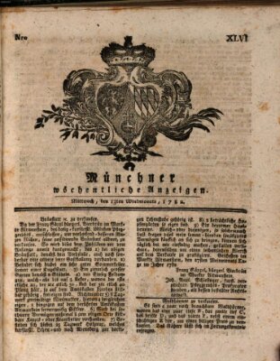 Münchner staats-, gelehrte, und vermischte Nachrichten (Süddeutsche Presse) Mittwoch 13. November 1782