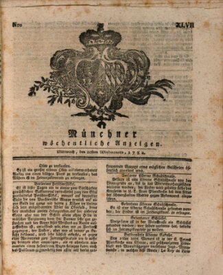 Münchner staats-, gelehrte, und vermischte Nachrichten (Süddeutsche Presse) Mittwoch 20. November 1782