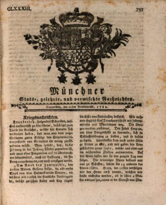 Münchner staats-, gelehrte, und vermischte Nachrichten (Süddeutsche Presse) Donnerstag 21. November 1782