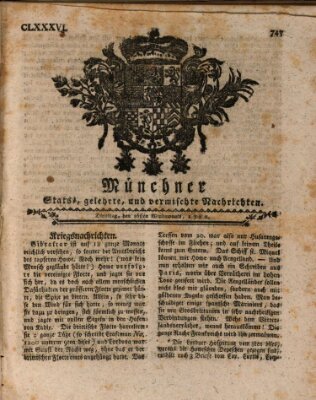 Münchner staats-, gelehrte, und vermischte Nachrichten (Süddeutsche Presse) Dienstag 26. November 1782