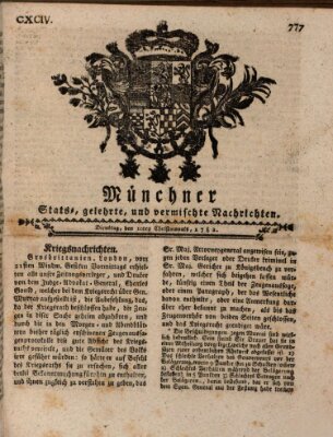 Münchner staats-, gelehrte, und vermischte Nachrichten (Süddeutsche Presse) Dienstag 10. Dezember 1782