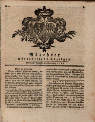 Münchner staats-, gelehrte, und vermischte Nachrichten (Süddeutsche Presse) Mittwoch 11. Dezember 1782