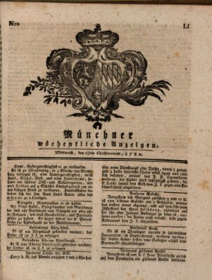 Münchner staats-, gelehrte, und vermischte Nachrichten (Süddeutsche Presse) Mittwoch 18. Dezember 1782