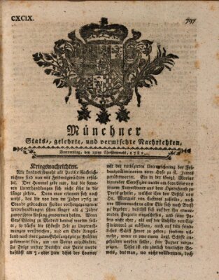 Münchner staats-, gelehrte, und vermischte Nachrichten (Süddeutsche Presse) Donnerstag 19. Dezember 1782