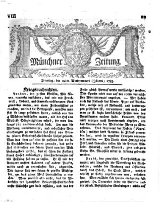 Münchner Zeitung (Süddeutsche Presse) Dienstag 14. Januar 1783