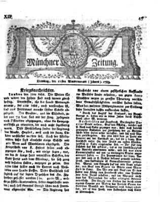 Münchner Zeitung (Süddeutsche Presse) Dienstag 21. Januar 1783