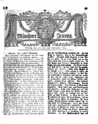 Münchner Zeitung (Süddeutsche Presse) Dienstag 4. Februar 1783