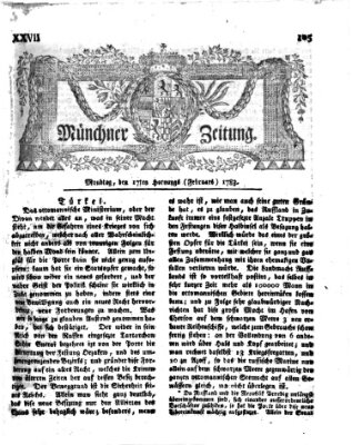 Münchner Zeitung (Süddeutsche Presse) Montag 17. Februar 1783