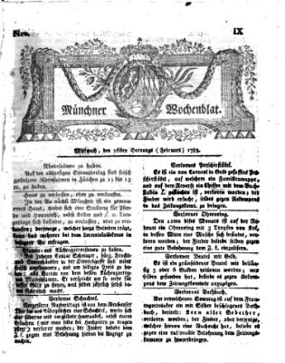 Münchner Zeitung (Süddeutsche Presse) Mittwoch 26. Februar 1783