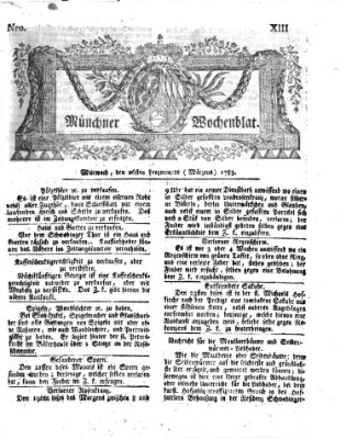 Münchner Zeitung (Süddeutsche Presse) Mittwoch 26. März 1783