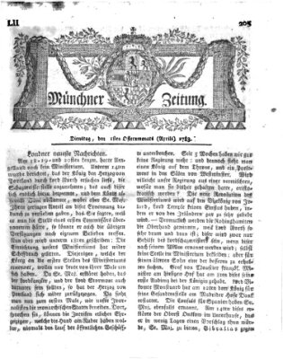 Münchner Zeitung (Süddeutsche Presse) Dienstag 1. April 1783