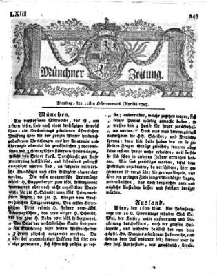 Münchner Zeitung (Süddeutsche Presse) Dienstag 22. April 1783