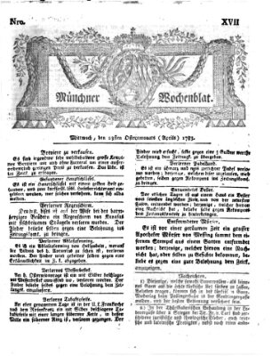 Münchner Zeitung (Süddeutsche Presse) Mittwoch 23. April 1783