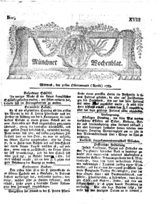 Münchner Zeitung (Süddeutsche Presse) Mittwoch 30. April 1783