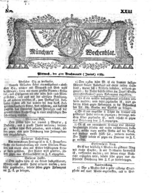 Münchner Zeitung (Süddeutsche Presse) Mittwoch 4. Juni 1783