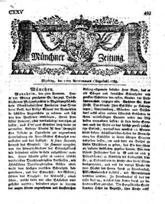 Münchner Zeitung (Süddeutsche Presse) Montag 11. August 1783