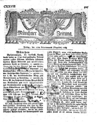 Münchner Zeitung (Süddeutsche Presse) Freitag 15. August 1783